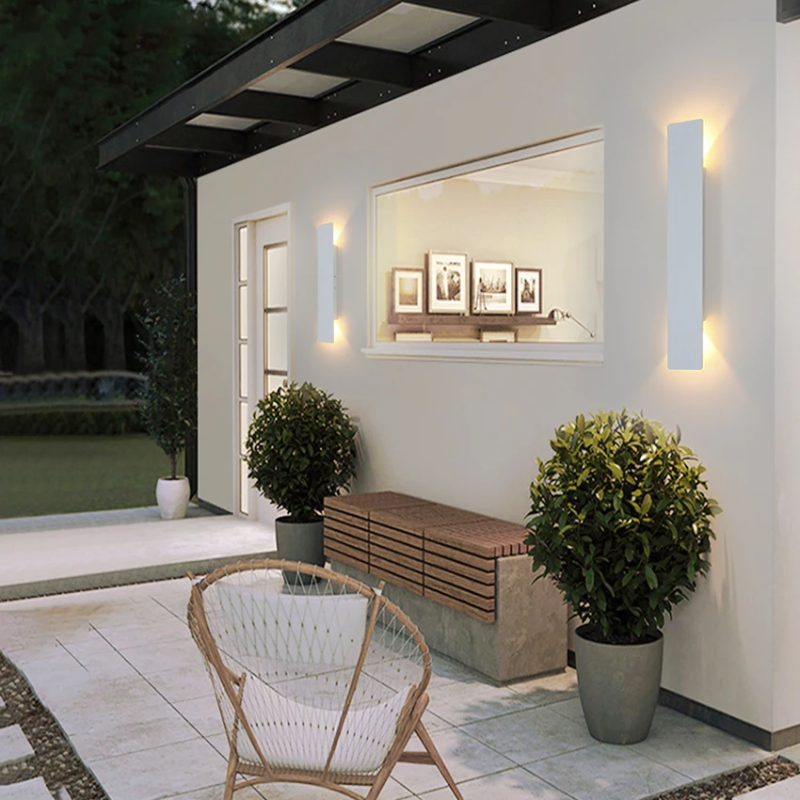 Outdoor Wall Sconce Light with Up and Down LED Glow and Modern Linear Design - Image 1