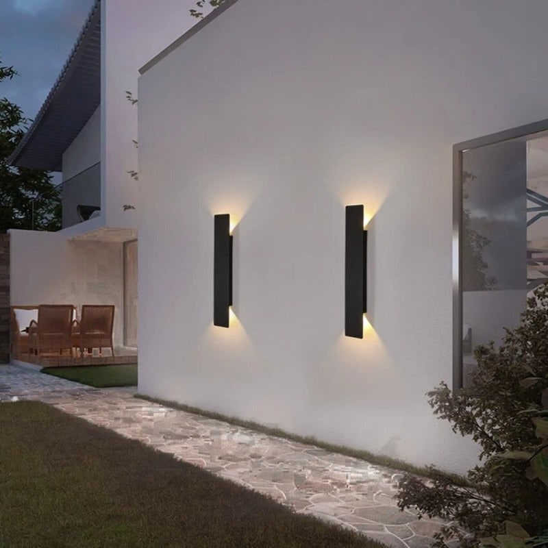 Outdoor Wall Sconce Light with Up and Down LED Glow and Modern Linear Design - Image 2