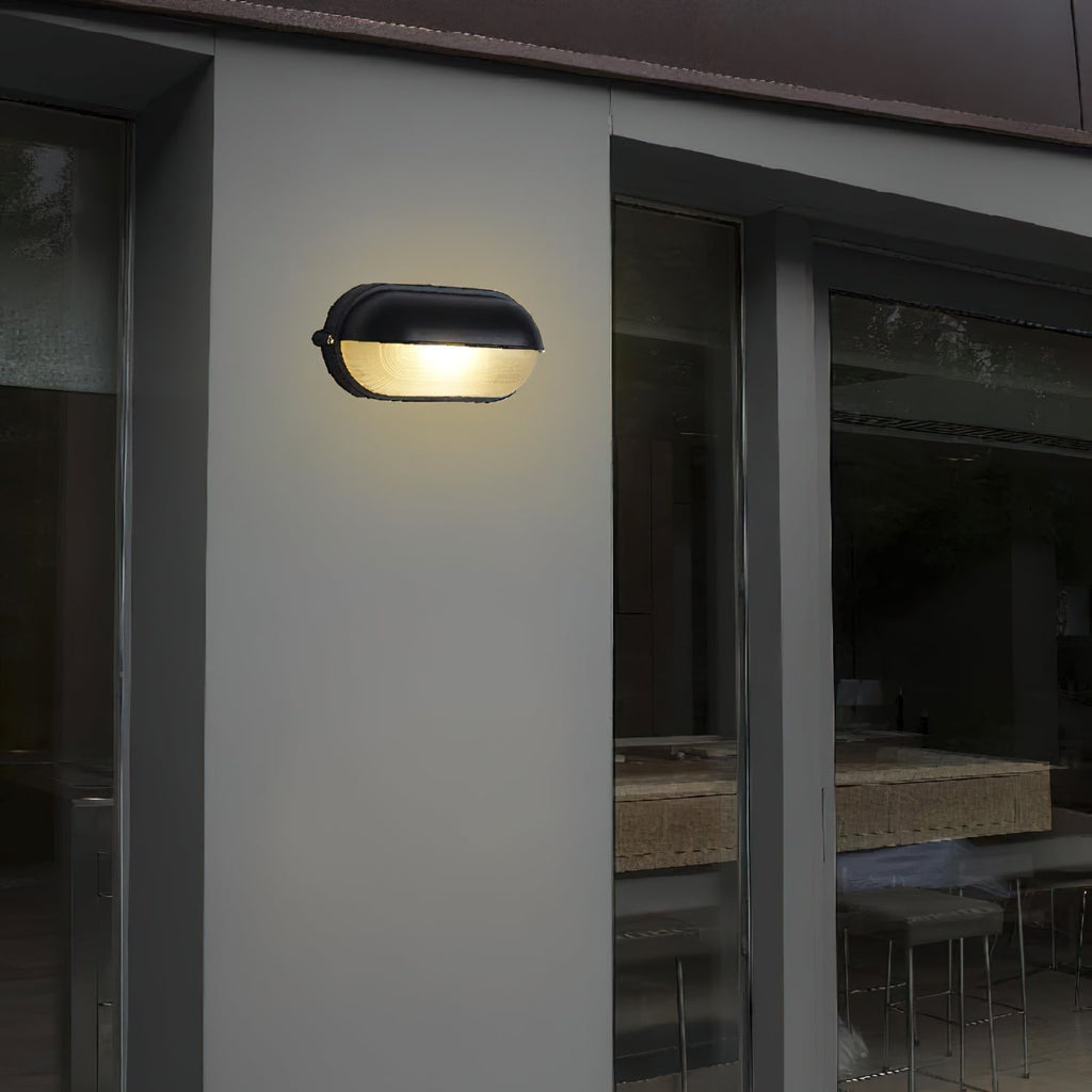 Oval Bulkhead Wall Light with Weather-Resistant Eyelid Cover and Ribbed Glass Diffuser - Image 11