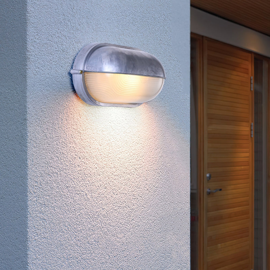 Oval Bulkhead Wall Light with Weather-Resistant Eyelid Cover and Ribbed Glass Diffuser - Image 12