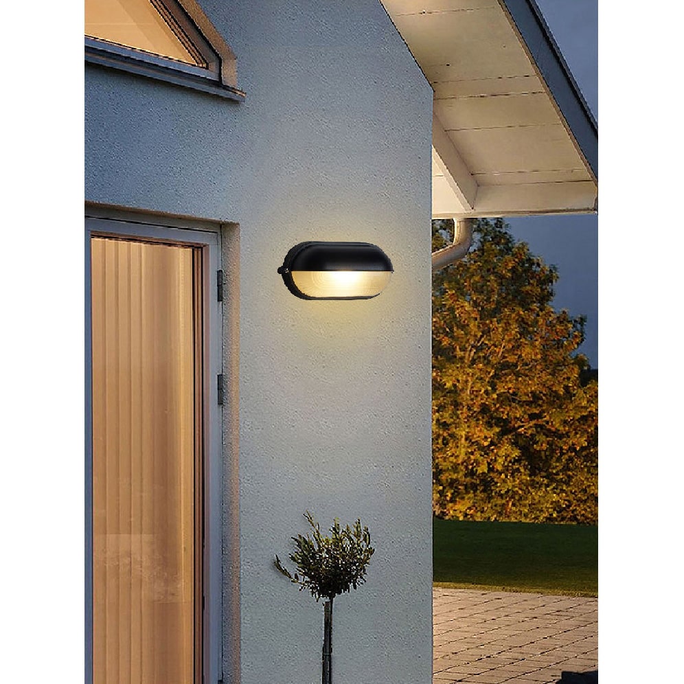 Oval Bulkhead Wall Light with Weather-Resistant Eyelid Cover and Ribbed Glass Diffuser - Image 19