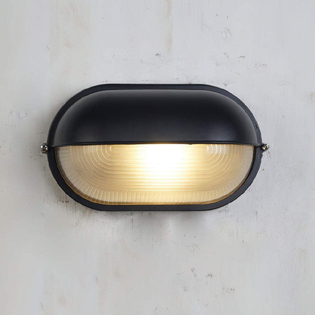 Oval Bulkhead Wall Light with Weather-Resistant Eyelid Cover and Ribbed Glass Diffuser - Image 35
