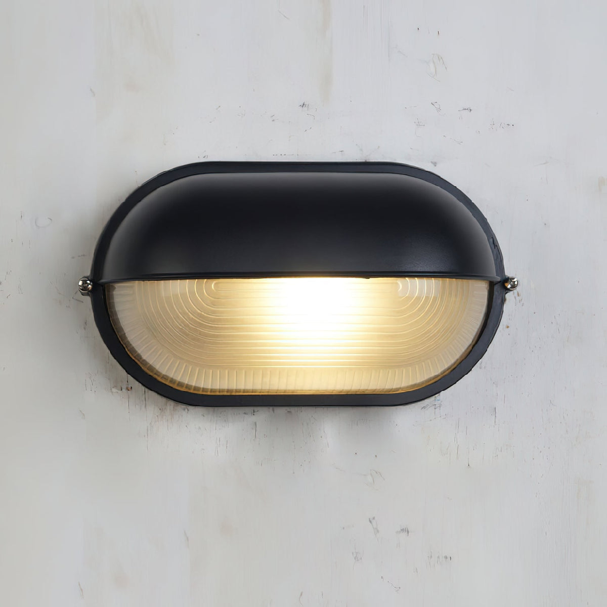 Oval Bulkhead Wall Light with Weather-Resistant Eyelid Cover and Ribbed Glass Diffuser - Image 35