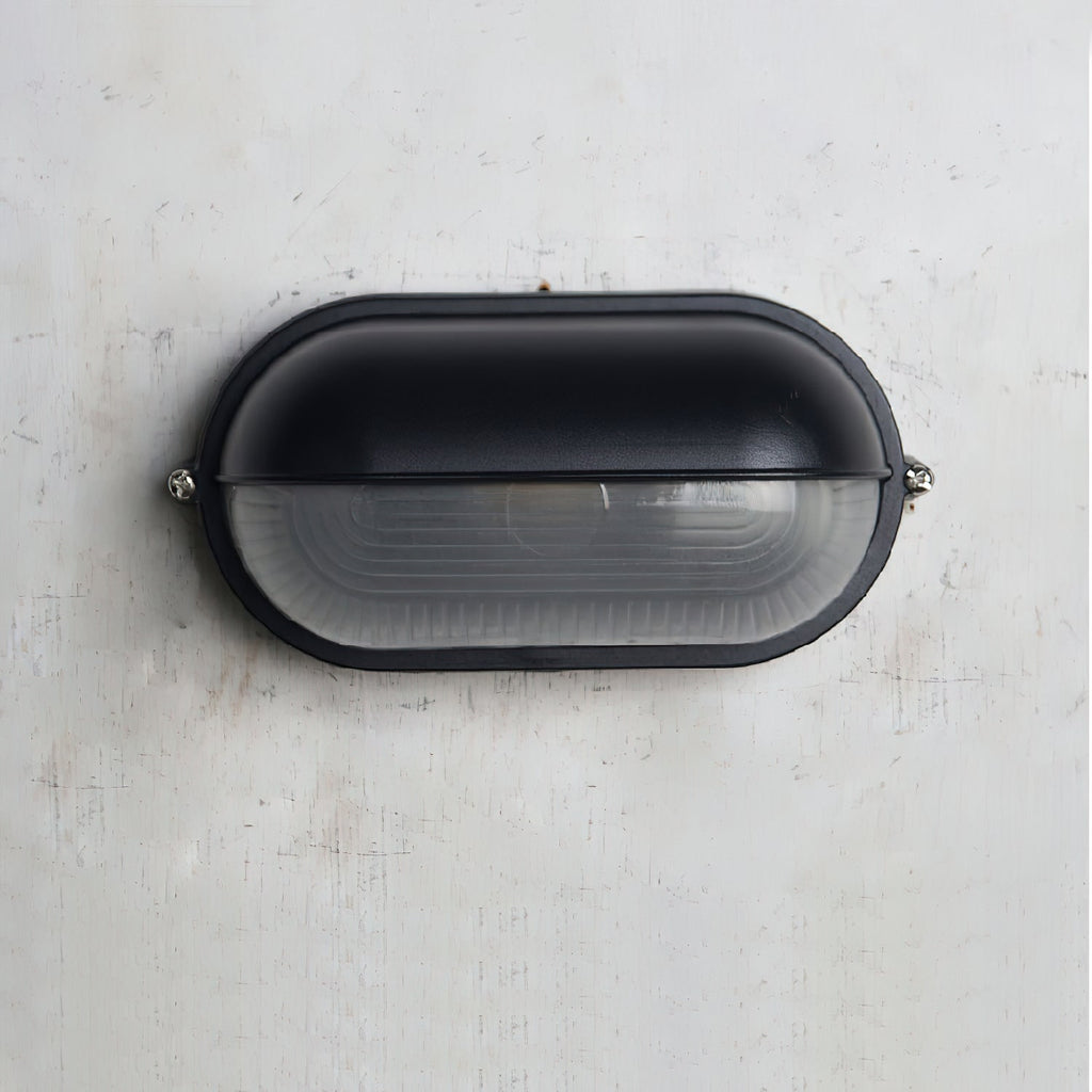 Oval Bulkhead Wall Light with Weather-Resistant Eyelid Cover and Ribbed Glass Diffuser - Image 36