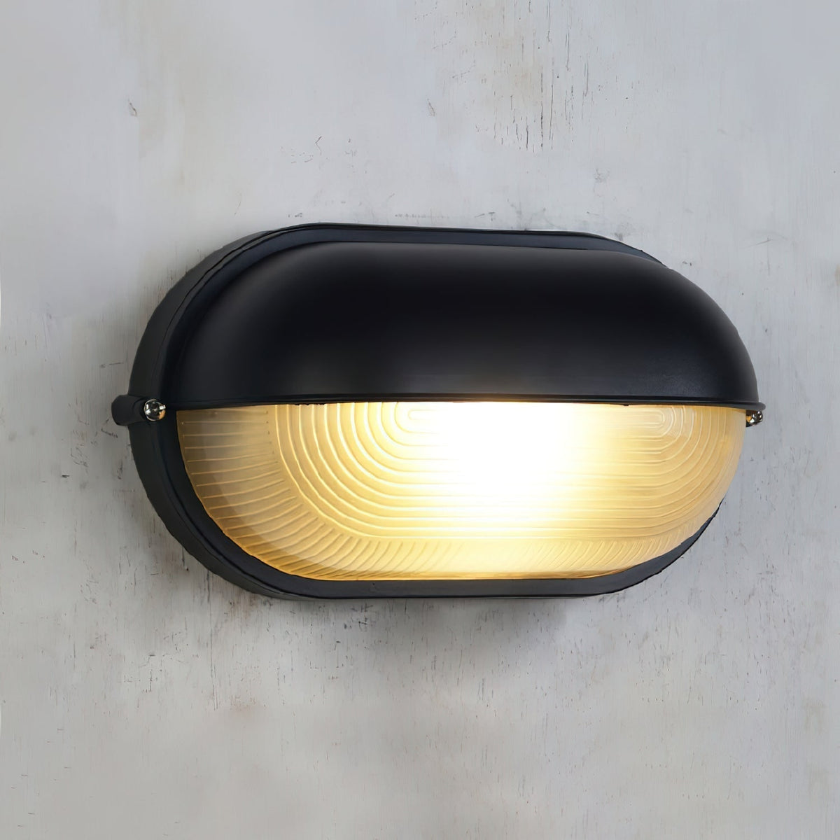 Oval Bulkhead Wall Light with Weather-Resistant Eyelid Cover and Ribbed Glass Diffuser - Image 37