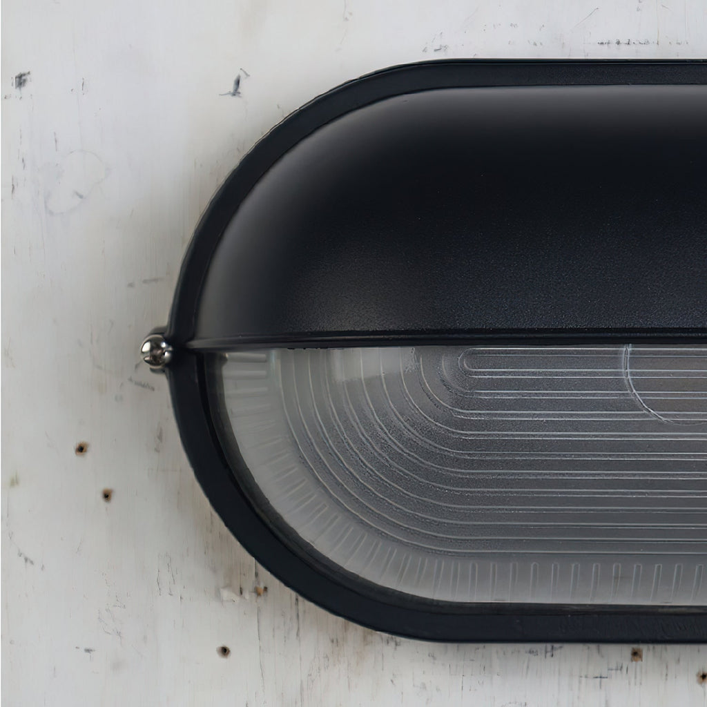 Oval Bulkhead Wall Light with Weather-Resistant Eyelid Cover and Ribbed Glass Diffuser - Image 39
