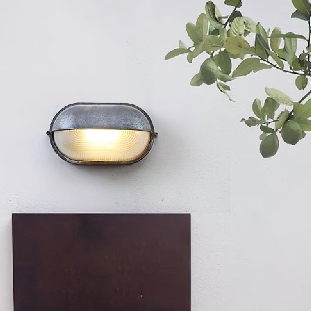 Oval Bulkhead Wall Light with Weather-Resistant Eyelid Cover and Ribbed Glass Diffuser - Image 6