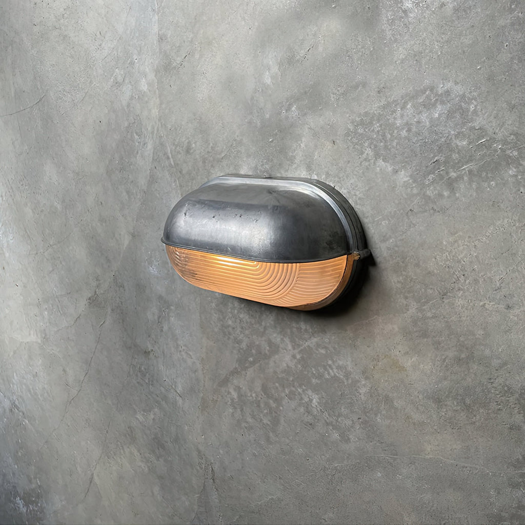 Oval Bulkhead Wall Light with Weather-Resistant Eyelid Cover and Ribbed Glass Diffuser - Image 8