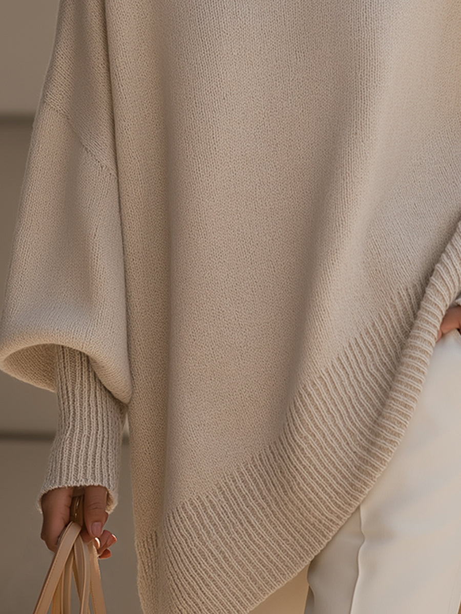 Oversized Relaxed Fit Chunky Knit Crew Neck Jumper Sweater — side view