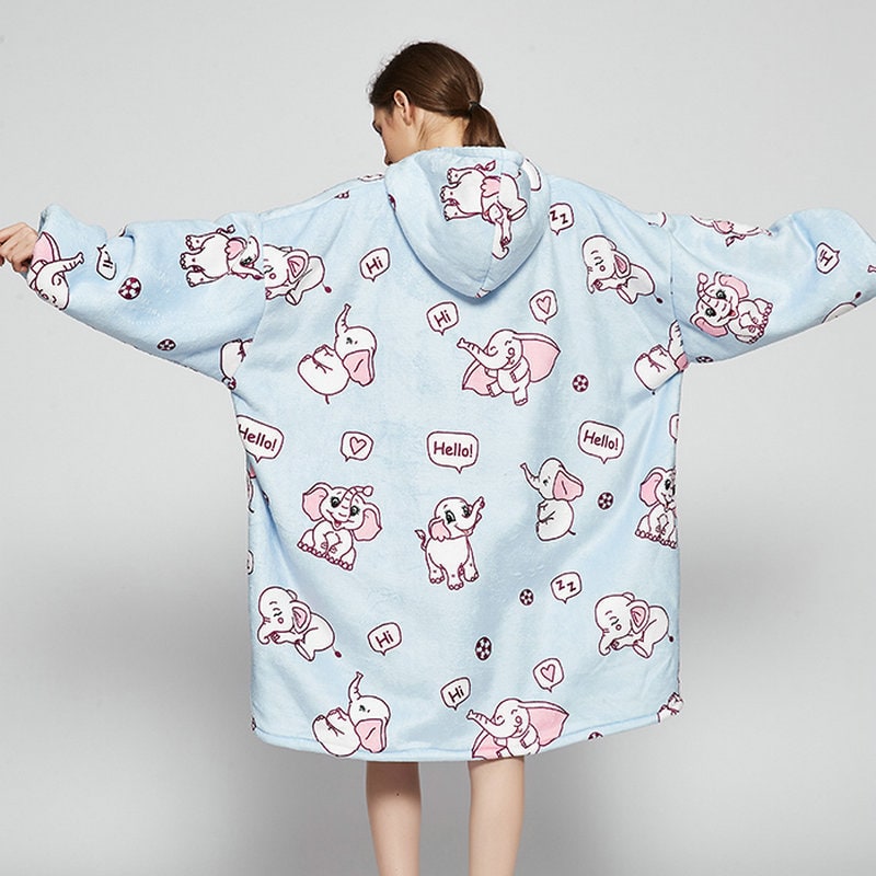 Oversized Wearable Blanket Hoodie with Fleece Lining Kangaroo Pocket Hood - Image 12