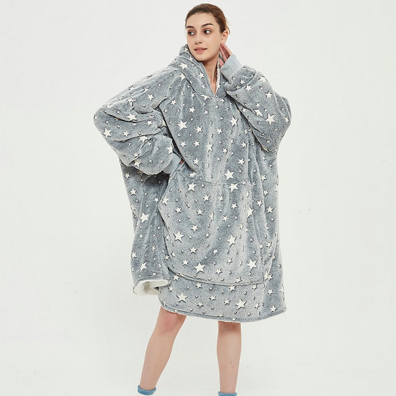 Oversized Wearable Blanket Hoodie with Fleece Lining Kangaroo Pocket Hood - Image 13