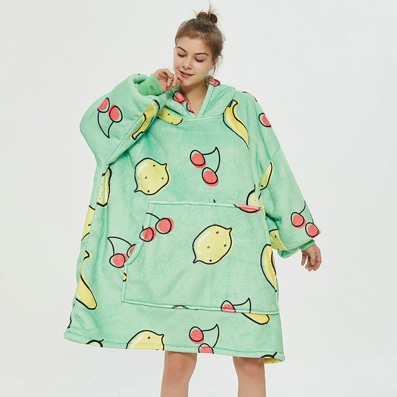 Oversized Wearable Blanket Hoodie with Fleece Lining Kangaroo Pocket Hood - Image 15