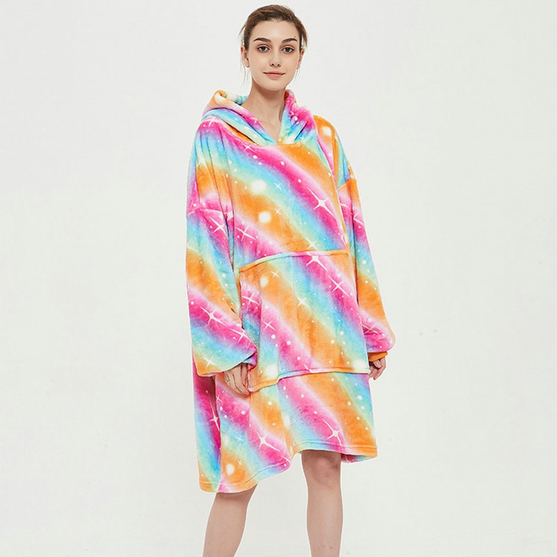 Oversized Wearable Blanket Hoodie with Fleece Lining Kangaroo Pocket Hood - Image 17
