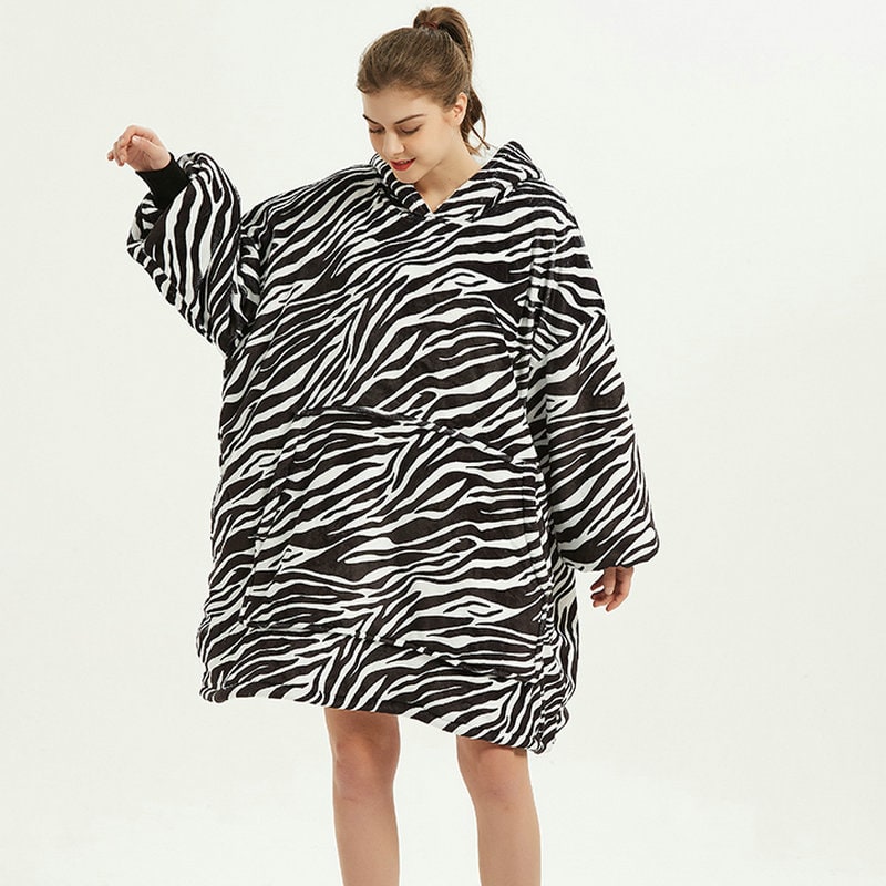 Oversized Wearable Blanket Hoodie with Fleece Lining Kangaroo Pocket Hood - Image 20