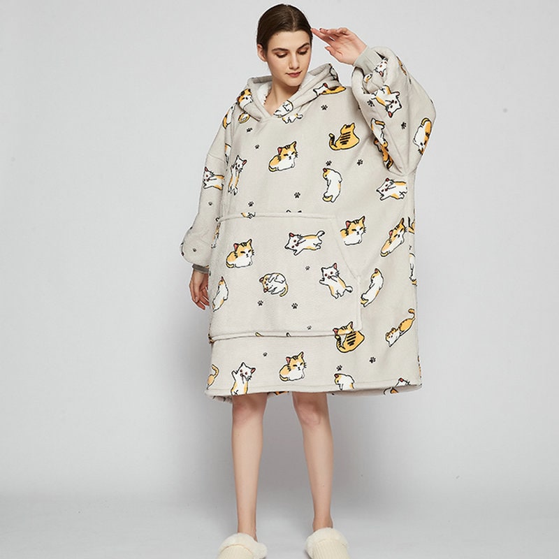 Oversized Wearable Blanket Hoodie with Fleece Lining Kangaroo Pocket Hood - Image 21