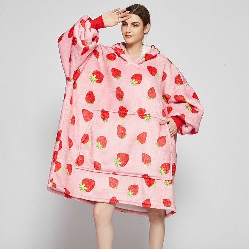 Oversized Wearable Blanket Hoodie with Fleece Lining Kangaroo Pocket Hood - Image 22