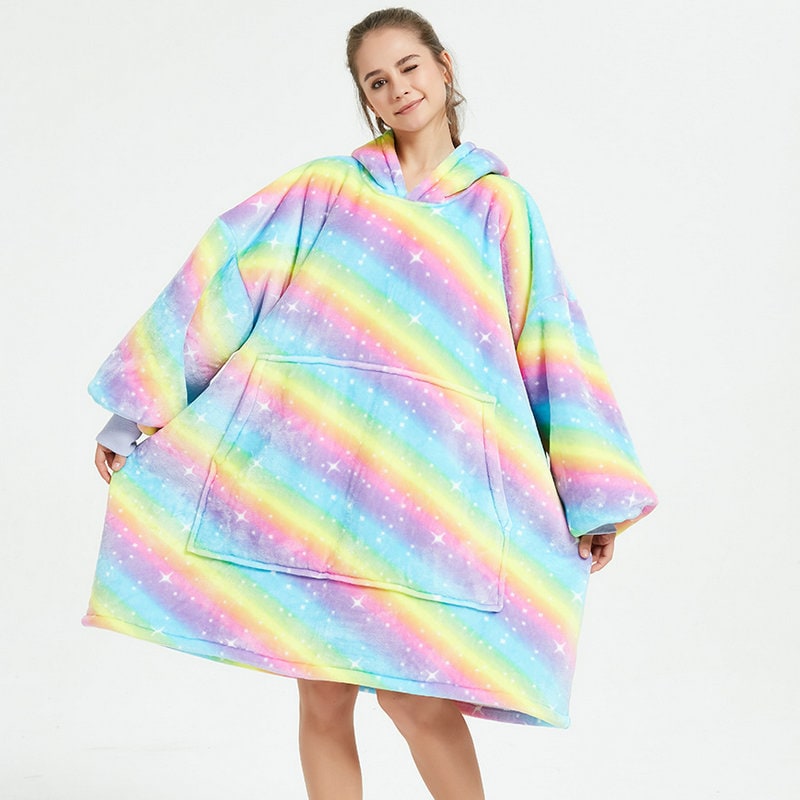 Oversized Wearable Blanket Hoodie with Fleece Lining Kangaroo Pocket Hood - Image 25