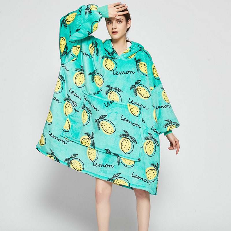 Oversized Wearable Blanket Hoodie with Fleece Lining Kangaroo Pocket Hood - Image 27