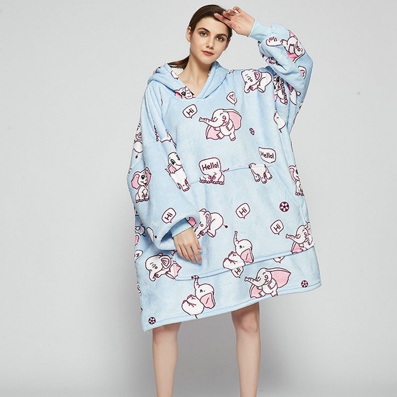 Oversized Wearable Blanket Hoodie with Fleece Lining Kangaroo Pocket Hood - Image 5
