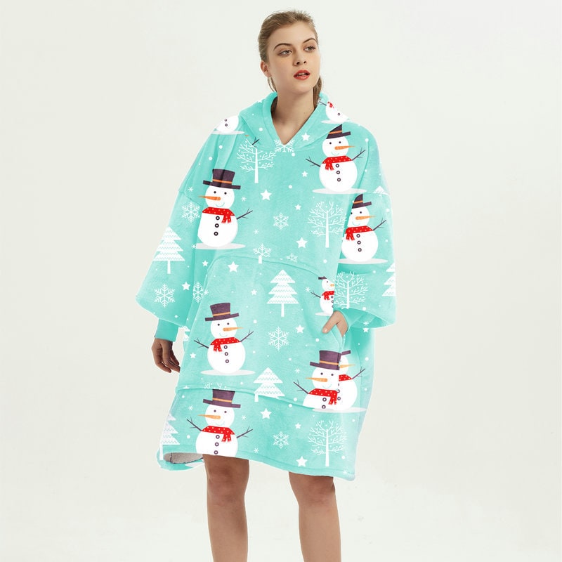 Oversized Wearable Blanket Hoodie with Fleece Lining Kangaroo Pocket Hood - Image 7