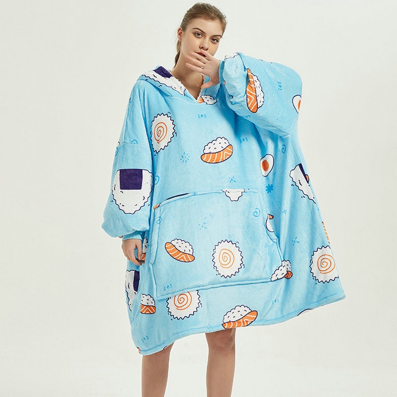 Oversized Wearable Blanket Hoodie with Fleece Lining Kangaroo Pocket Hood - Image 8
