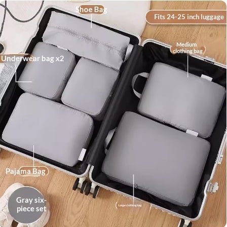 Packing Cubes and Fabric Storage with Compression for Travel Suitcase Organizer Bags - Image 1