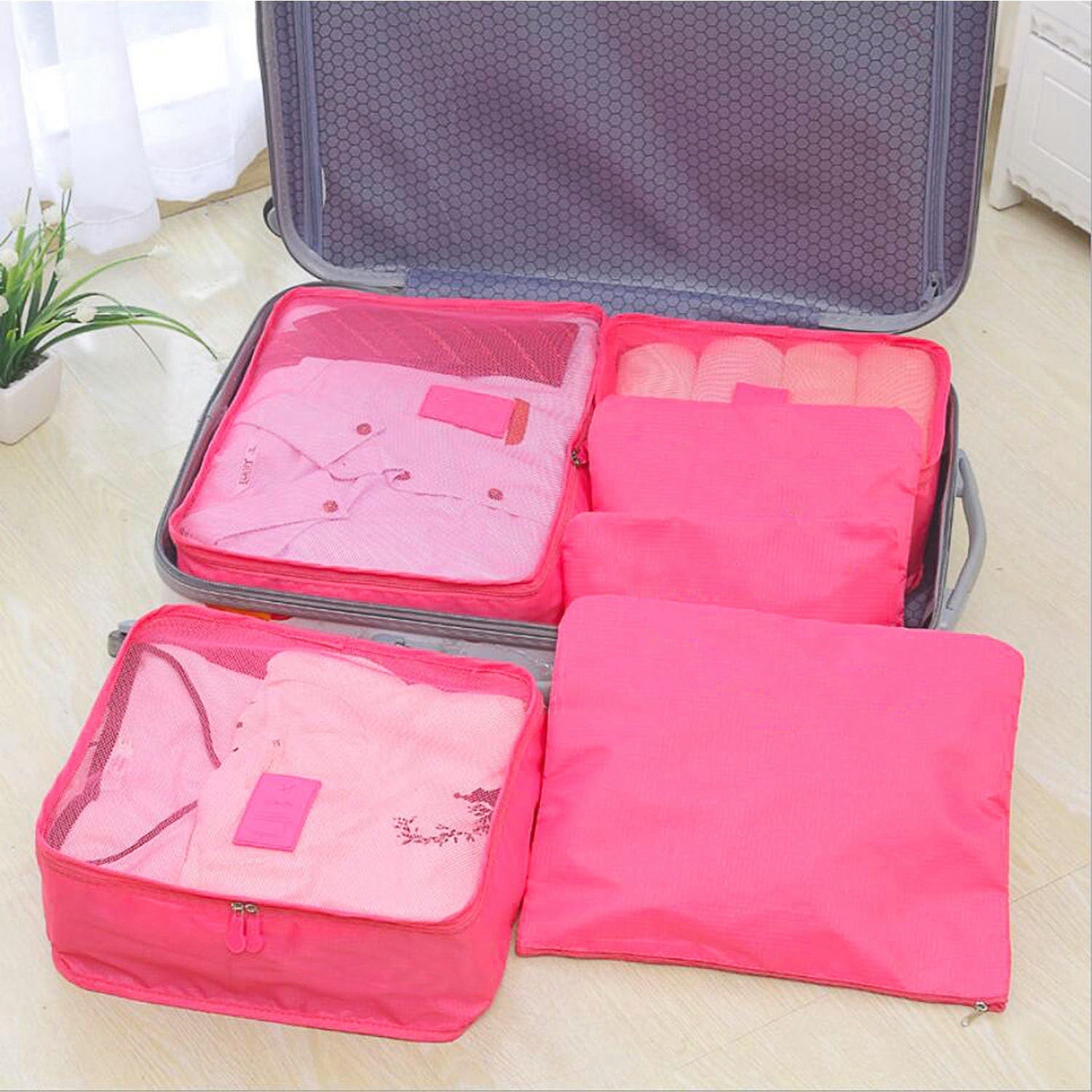 Packing Cubes Compression for Travel with Luggage Organizer Pouches and Mesh Panels 9-Piece Set - Image 15