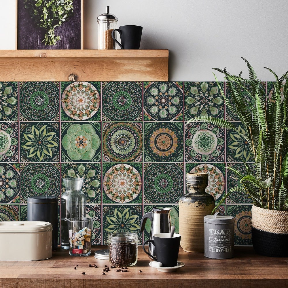 Peel and Stick Tiles with Mandala Patterns Removable Wall Stickers Set of 24 - Image 3