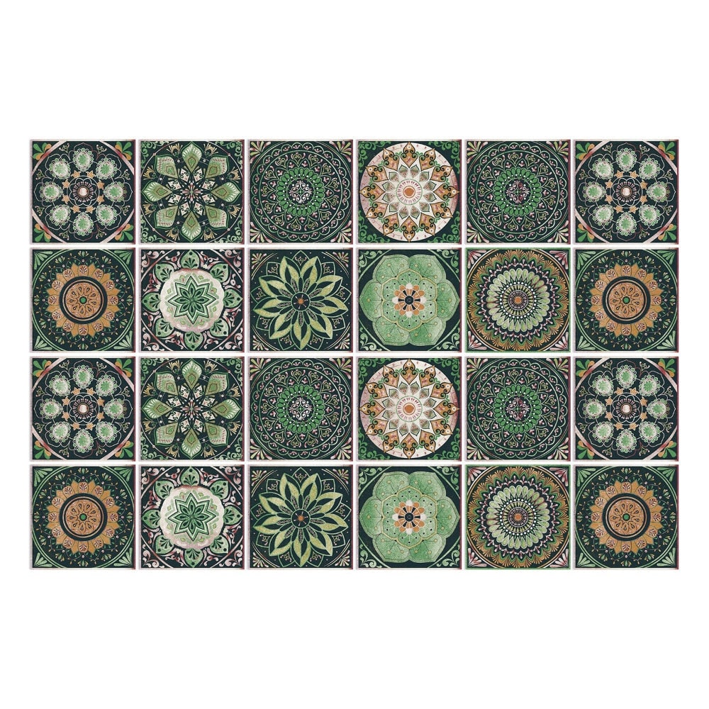 Peel and Stick Tiles with Mandala Patterns Removable Wall Stickers Set of 24 - Image 4