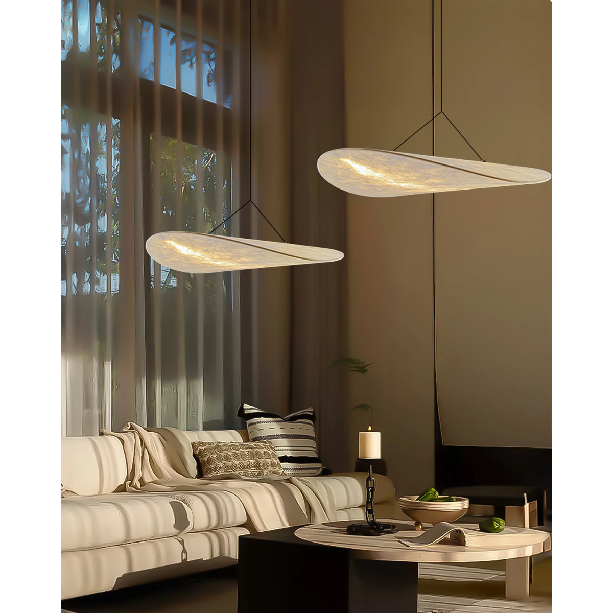 Pendant Light with Sculptural Wavy Shade for Bathroom Living Room and Dining - Image 2