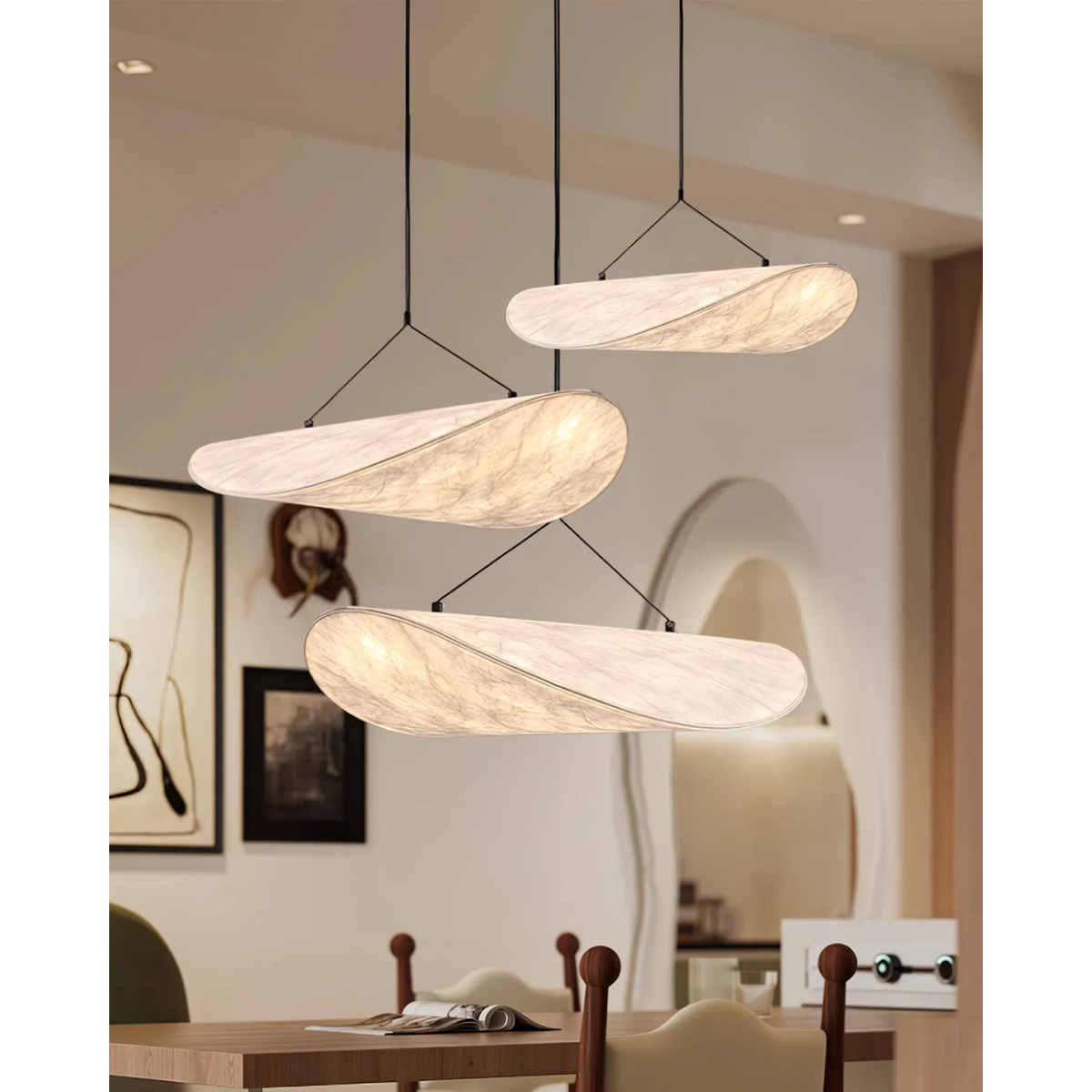 Pendant Light with Sculptural Wavy Shade for Bathroom Living Room and Dining - Image 6