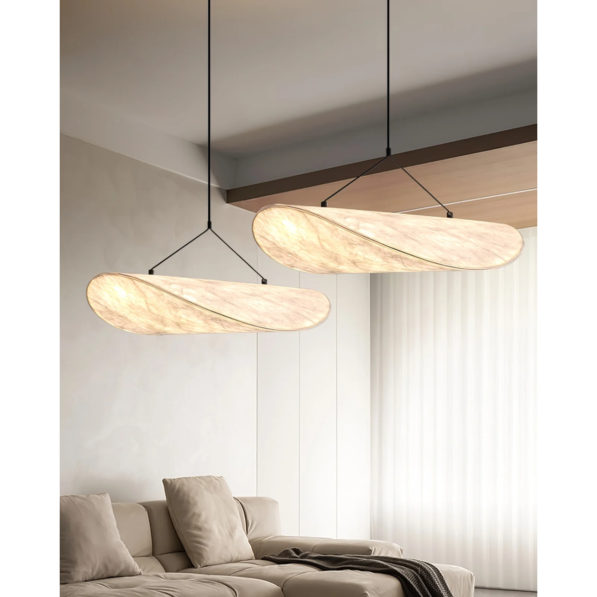 Pendant Light with Sculptural Wavy Shade for Bathroom Living Room and Dining - Image 8