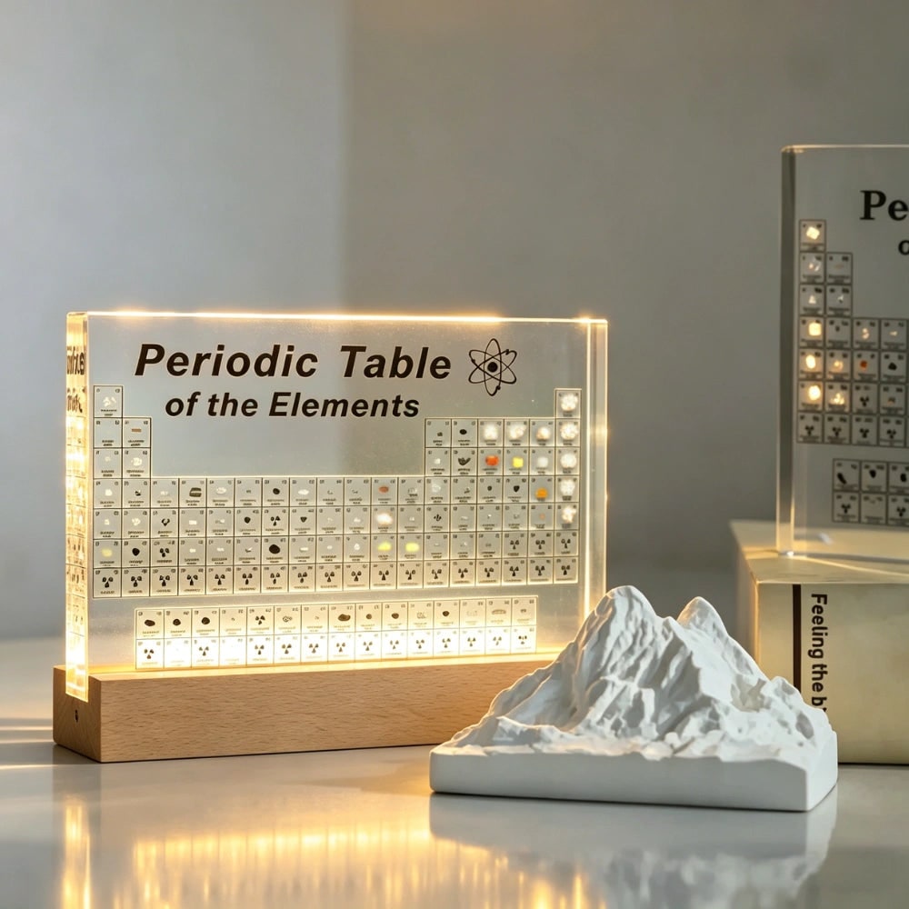 Periodic Table Display Acrylic Real Elements LED Desk Educational - Image 1