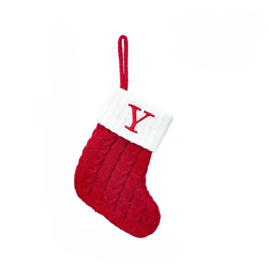 Personalized Christmas Stocking with Cable Knit and Embroidered Initial Letter - Image 16