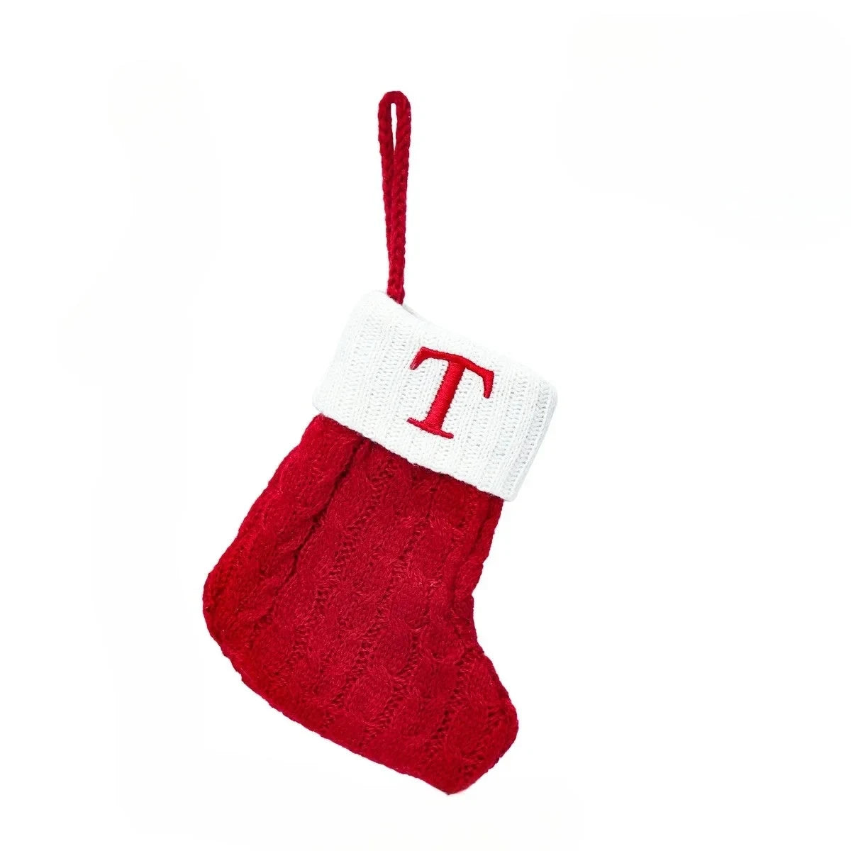 Personalized Christmas Stocking with Cable Knit and Embroidered Initial Letter - Image 18