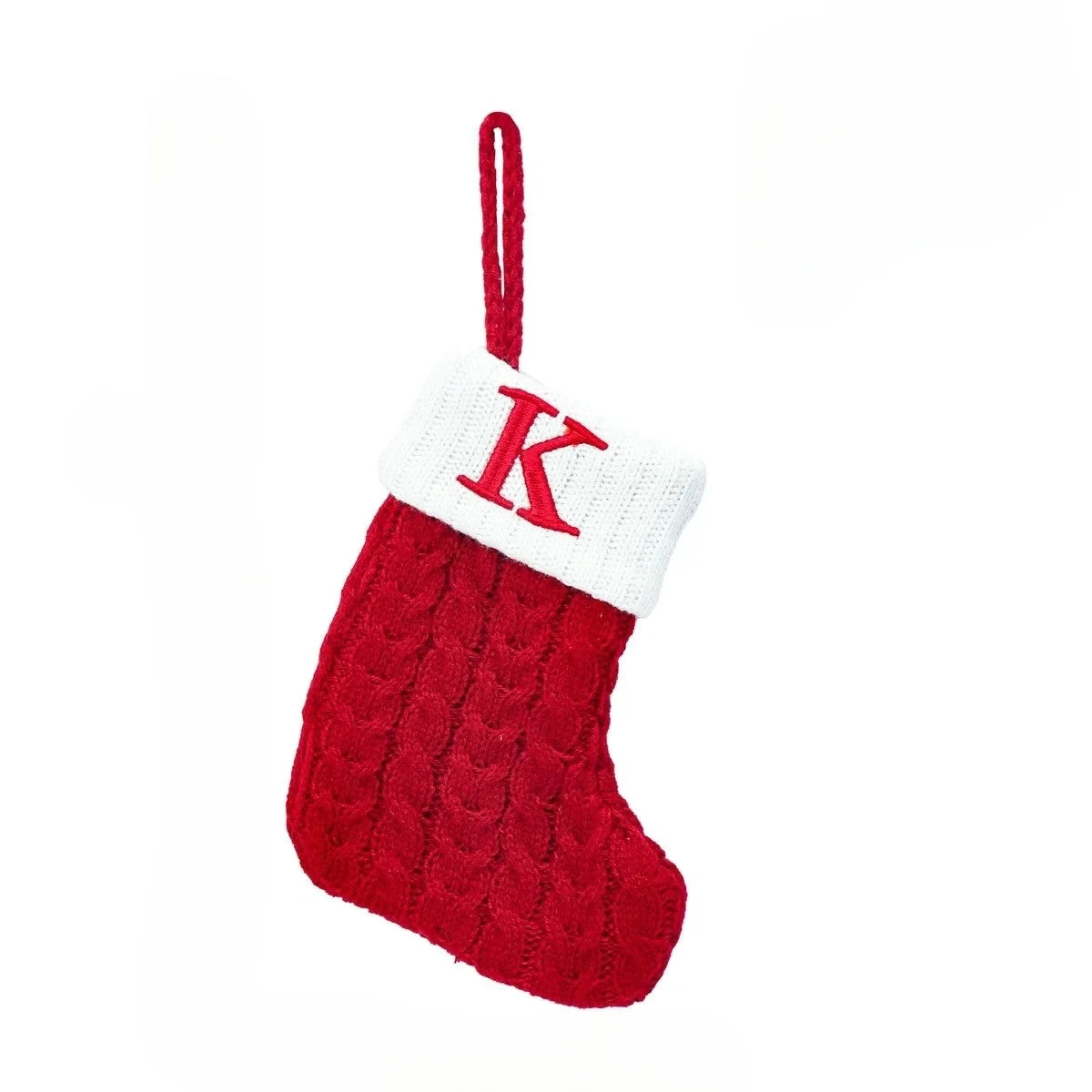 Personalized Christmas Stocking with Cable Knit and Embroidered Initial Letter - Image 19