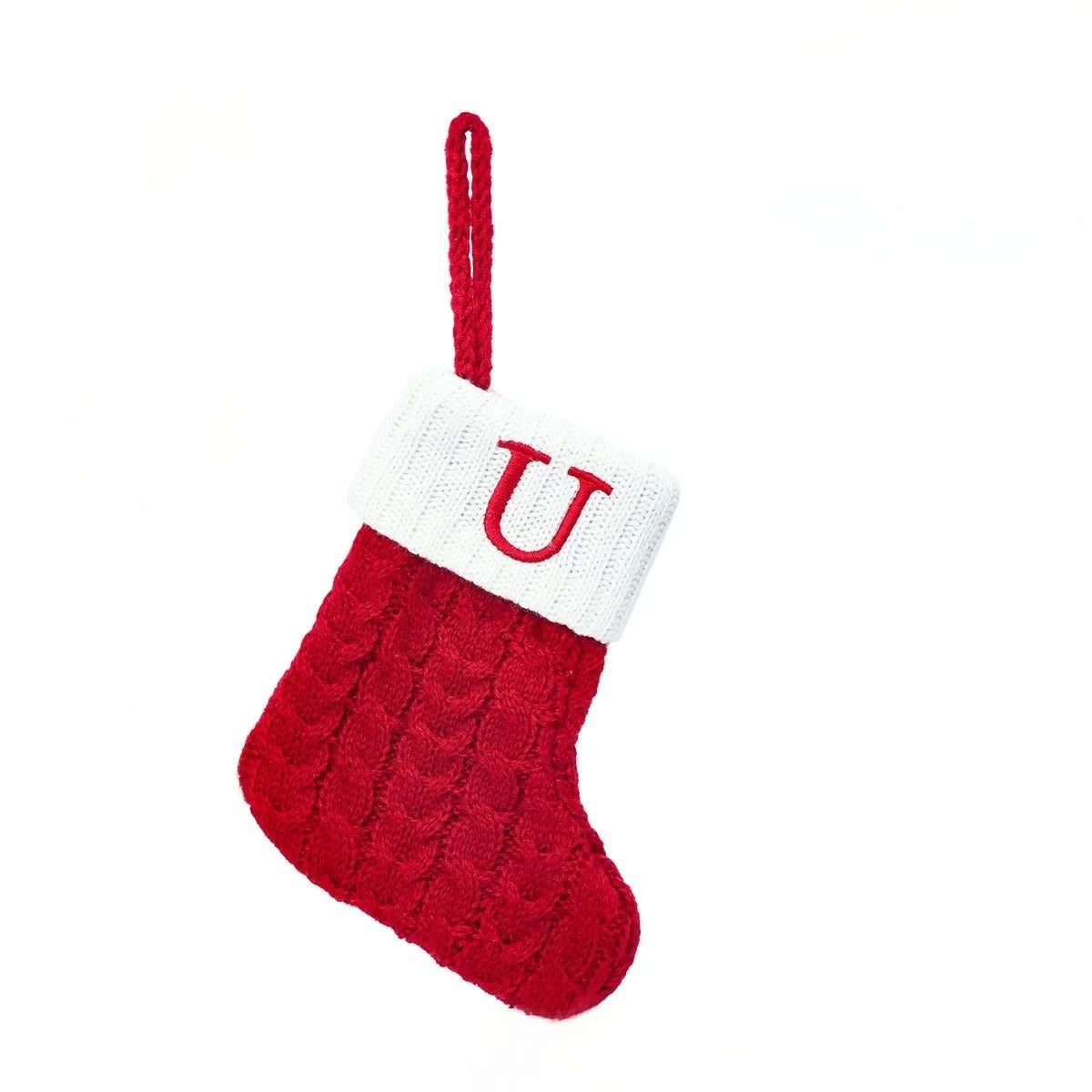 Personalized Christmas Stocking with Cable Knit and Embroidered Initial Letter - Image 21