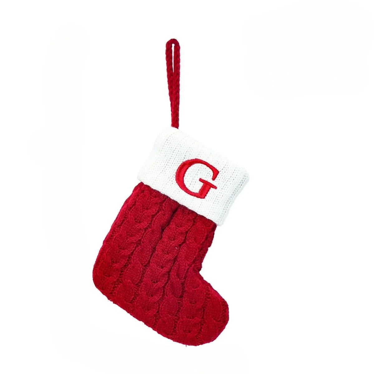 Personalized Christmas Stocking with Cable Knit and Embroidered Initial Letter - Image 25