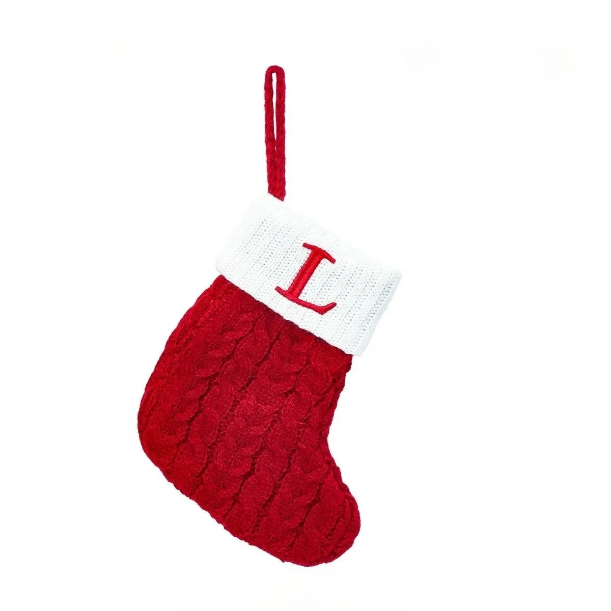 Personalized Christmas Stocking with Cable Knit and Embroidered Initial Letter - Image 26