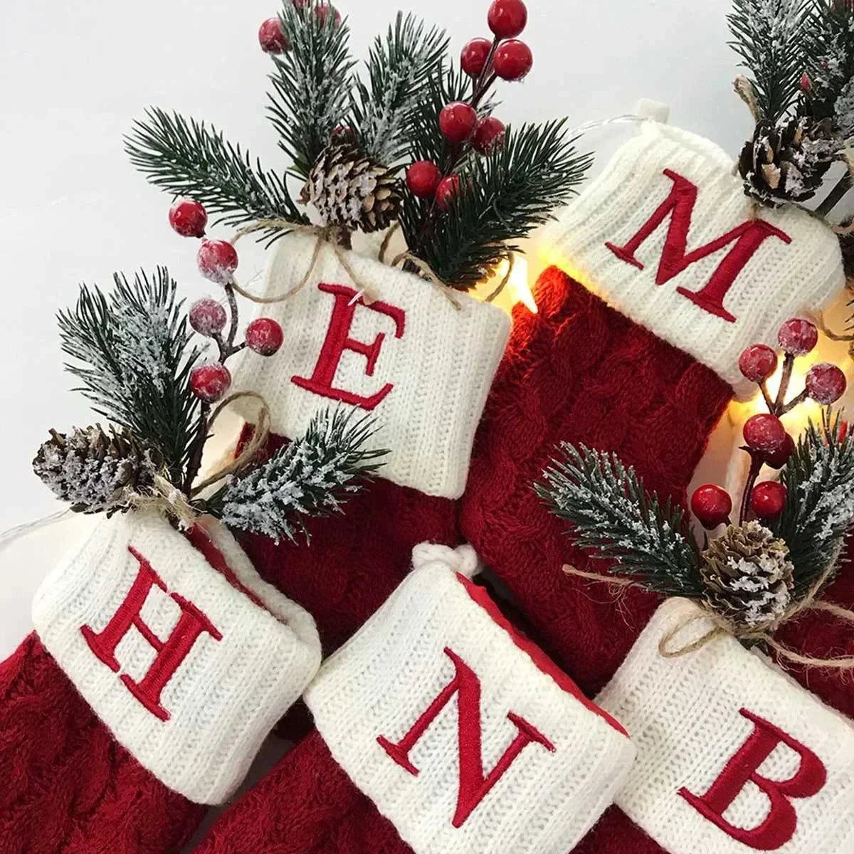 Personalized Christmas Stocking with Cable Knit and Embroidered Initial Letter - Image 3