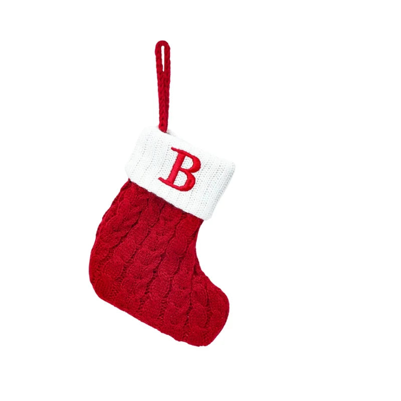 Personalized Christmas Stocking with Cable Knit and Embroidered Initial Letter - Image 5