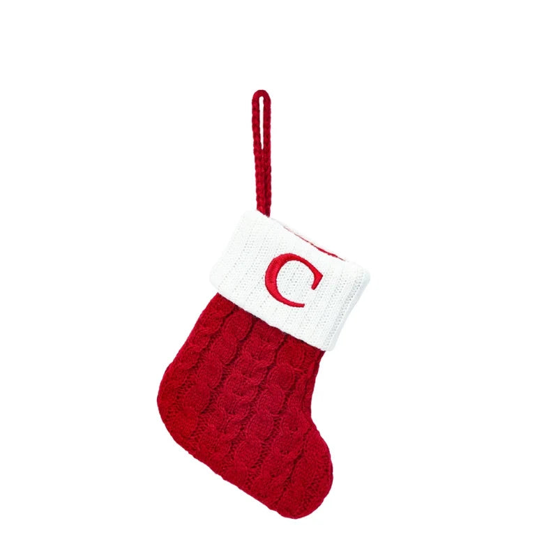 Personalized Christmas Stocking with Cable Knit and Embroidered Initial Letter - Image 6