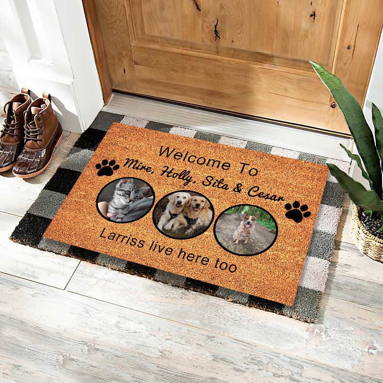 Personalized Custom Doormat with Pet Dog Cat Photo Washable Indoor Front Door Mat Coir - Image 1
