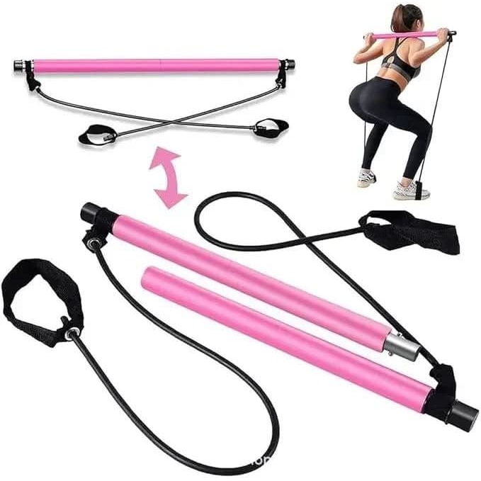 Pilates Bar Kit Portable Foam Padded Resistance Bands Foot Straps - Image 4