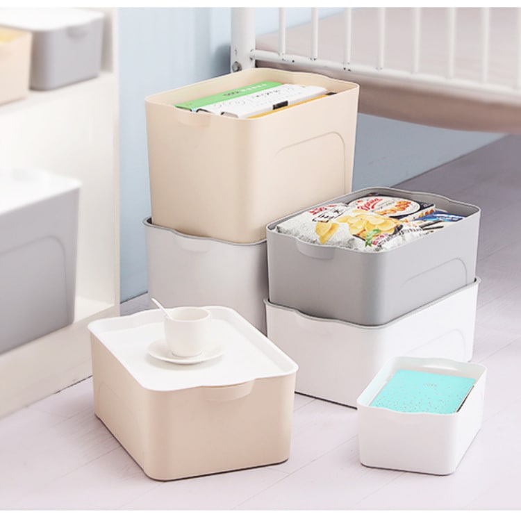Plastic Storage Bin and Container with Lid Stackable Organizer Boxes with Handles - Image 1