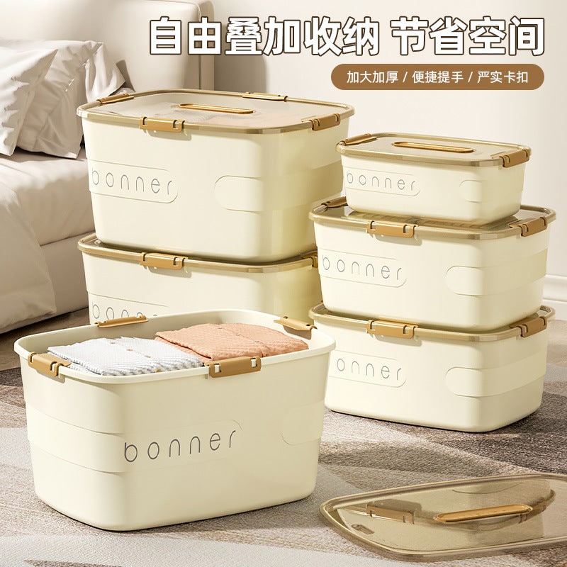 Plastic Storage Bin Stackable with Latch and Removable Lid Totes - Image 1