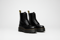 Platform Combat Boots with Chunky Sole Lace-Up Closure and Side Zipper - Image 1