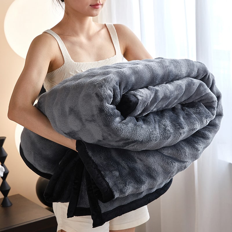 Plush Throw Blanket with Faux Fur Double-Sided Design and Ribbed Texture - Image 8