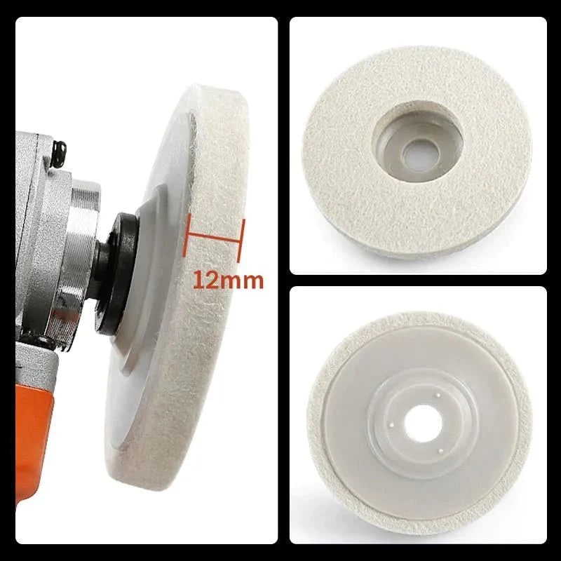 Polishing Wheel Angle Grinder Wool Felt White Disc 100mm Pad - Image 3