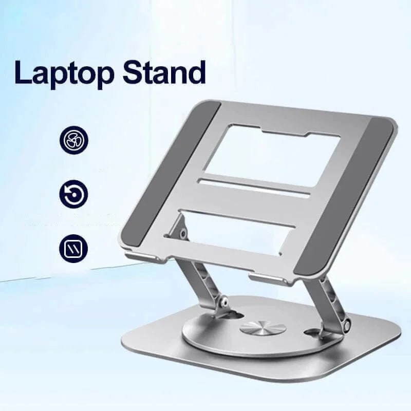 Portable Adjustable Cooling Laptop Stand with 360° Rotating Base Aluminum Alloy Foldable Design - Image 1